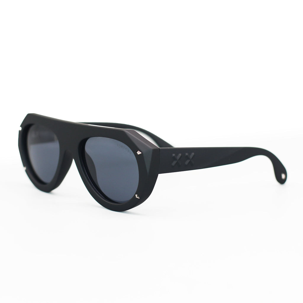 TopFoxx Vega Matte Black Oversized Tangle-Free Sunglasses