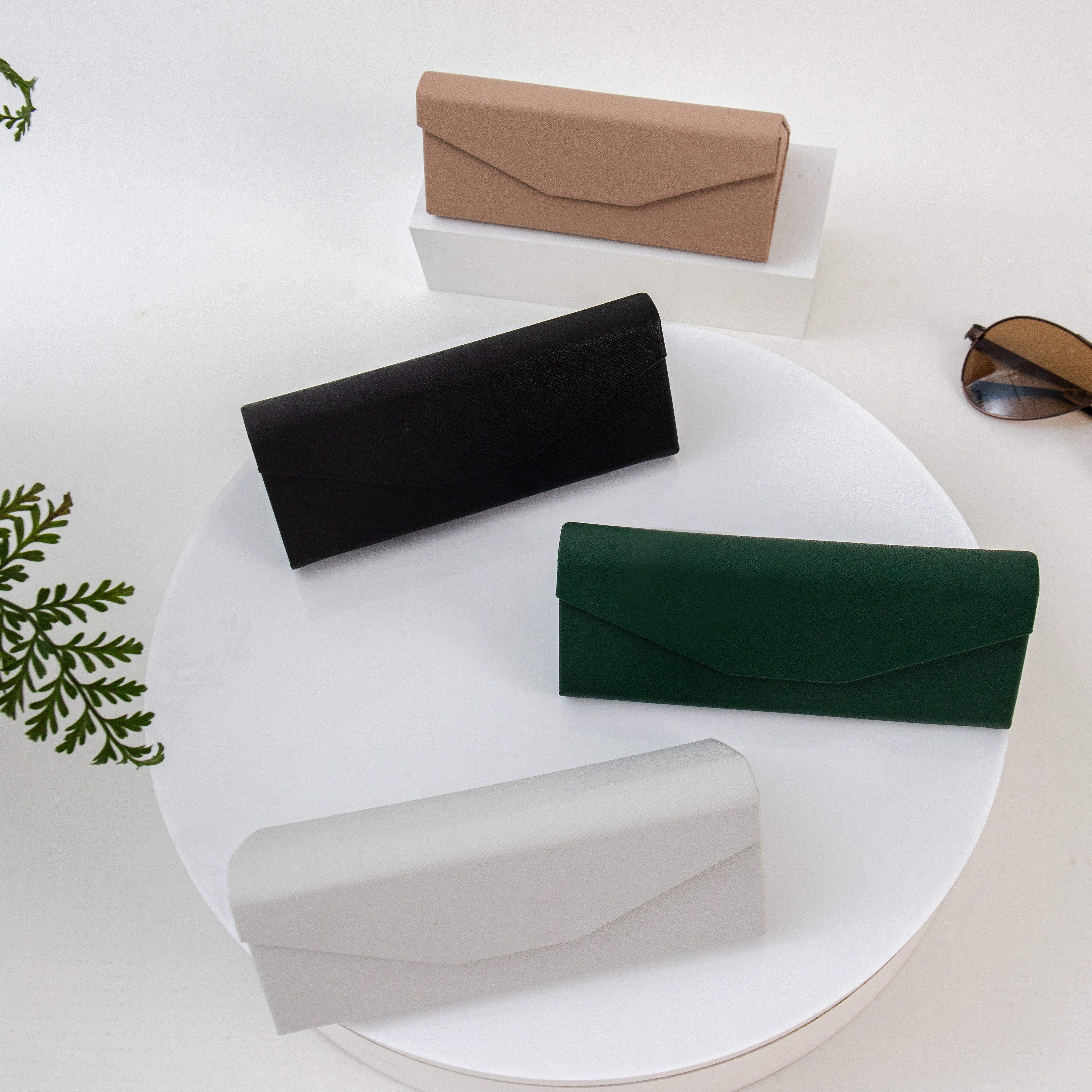 Solid Color Vegan Leather Glasses Case