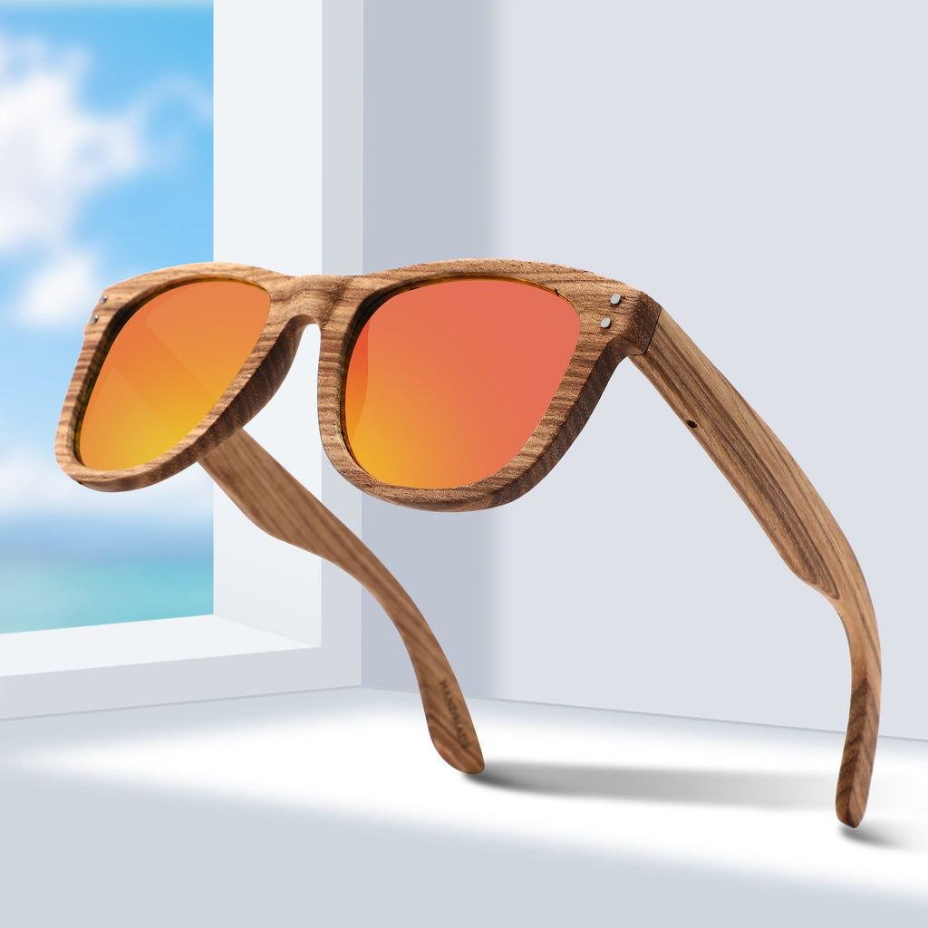 Papago Ruby Dunes handmade wooden sunglasses with eco-friendly recycled wood frames and stylish design.