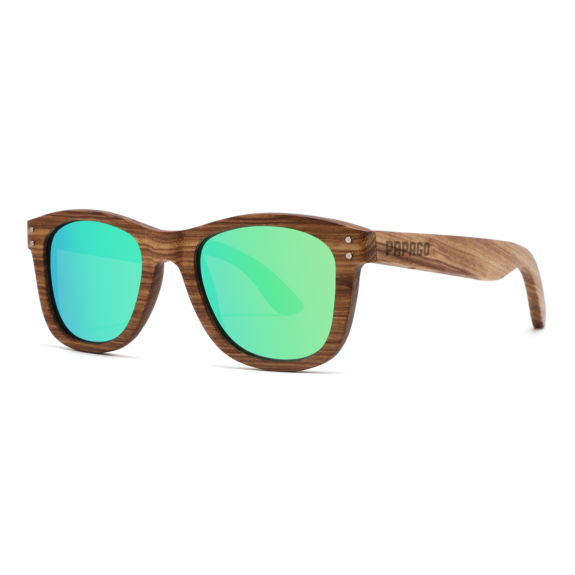Papago Emerald Dunes handmade sunglasses with recycled wooden frames, stylish and eco-friendly accessory for sun protection.