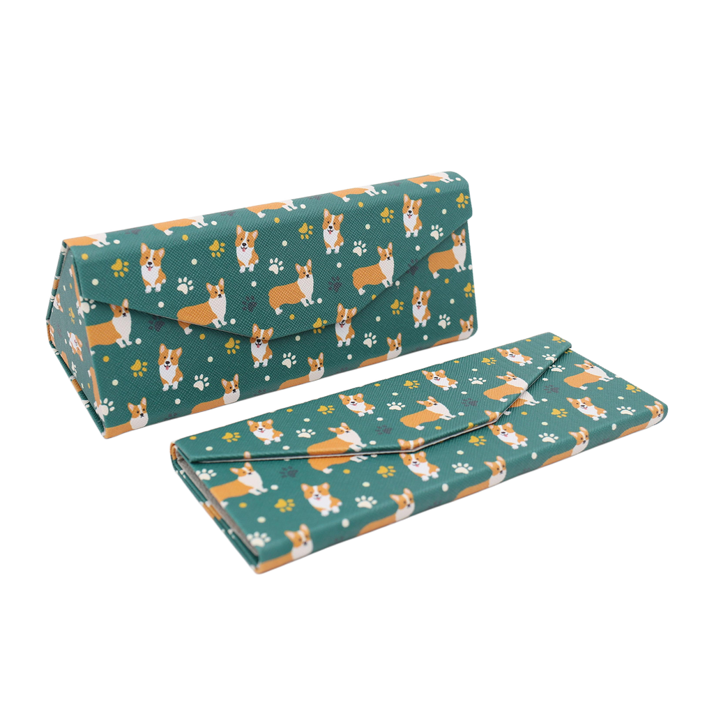 Welsh Corgi Print Vegan Leather Glasses Case