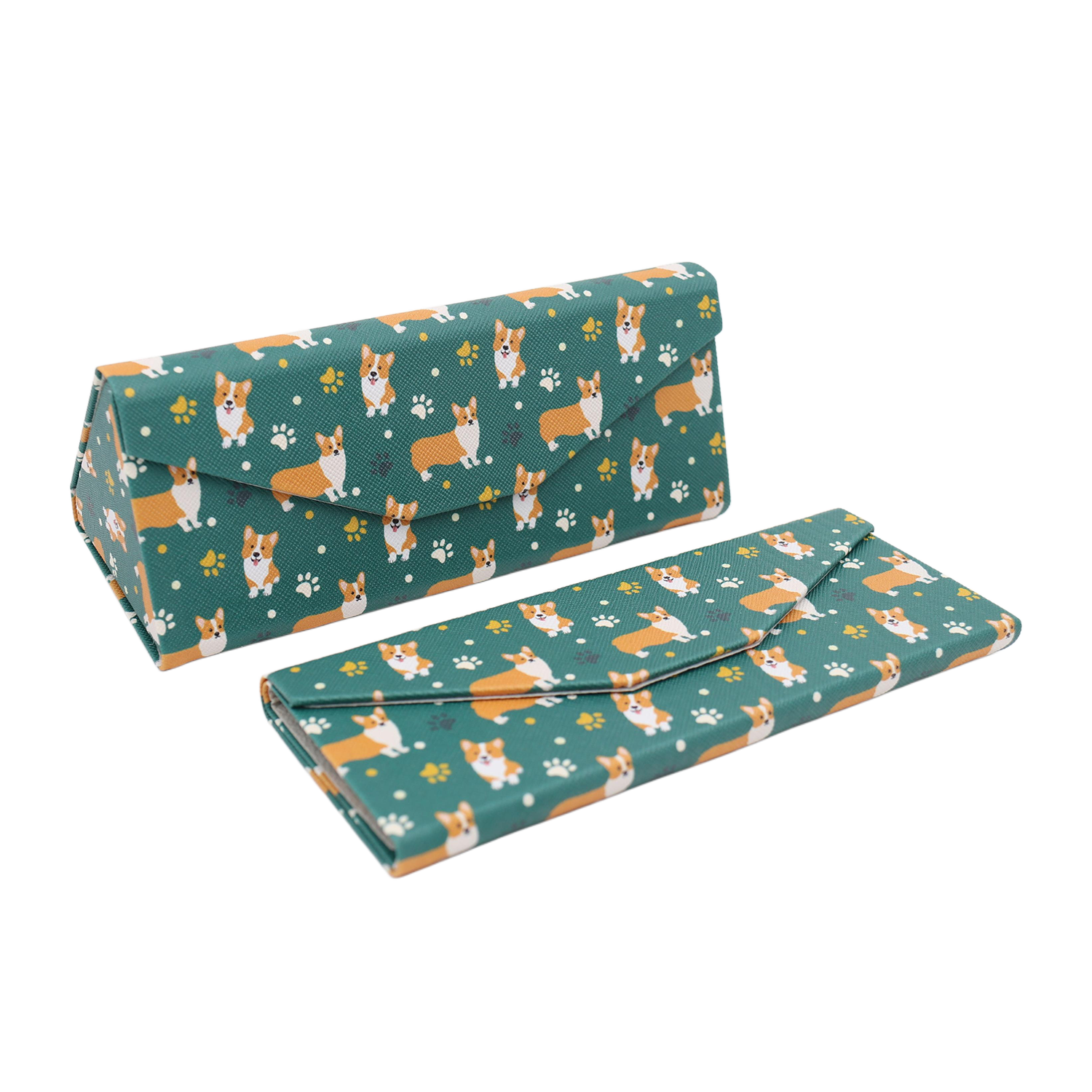 Welsh Corgi Print Vegan Leather Glasses Case