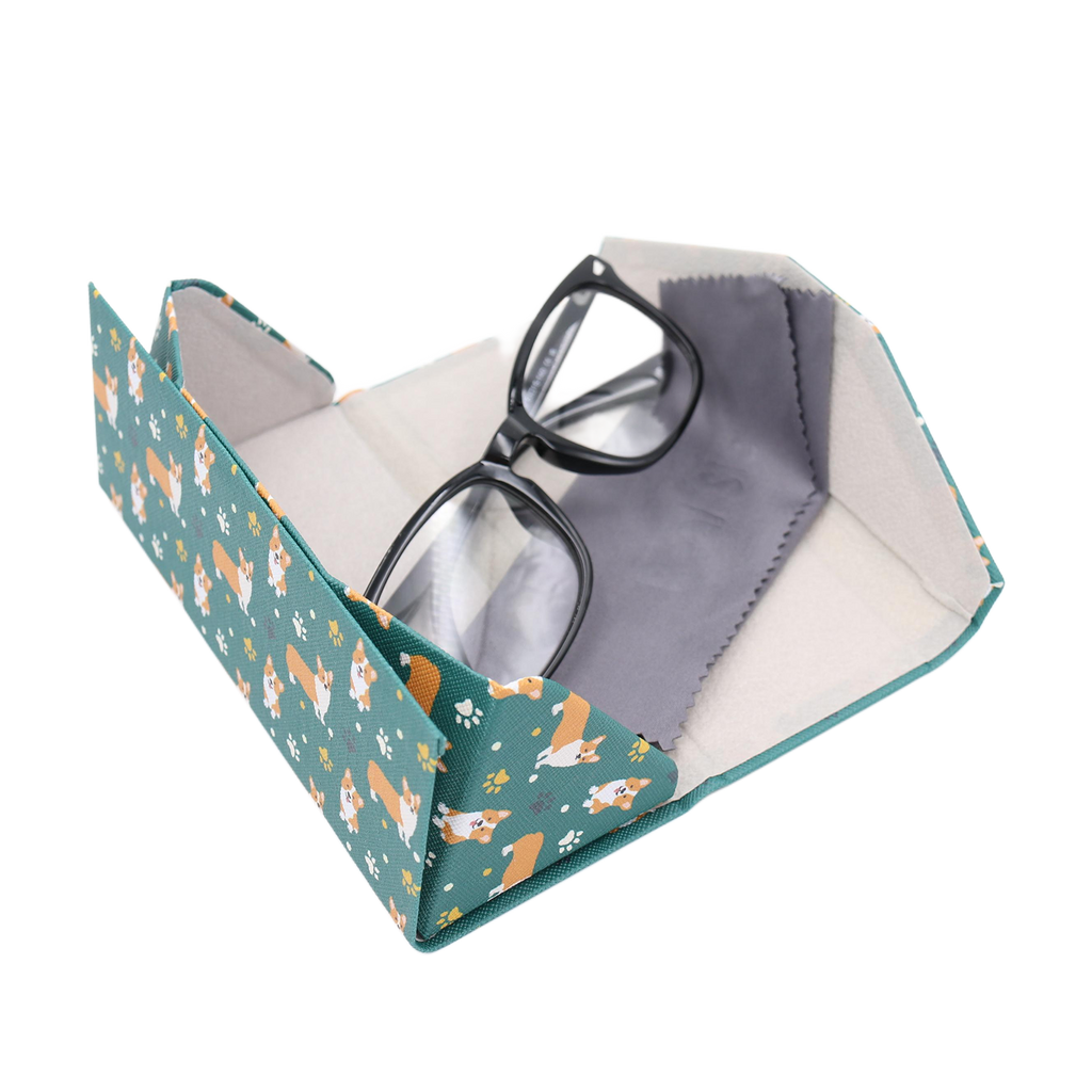 Welsh Corgi Print Vegan Leather Glasses Case
