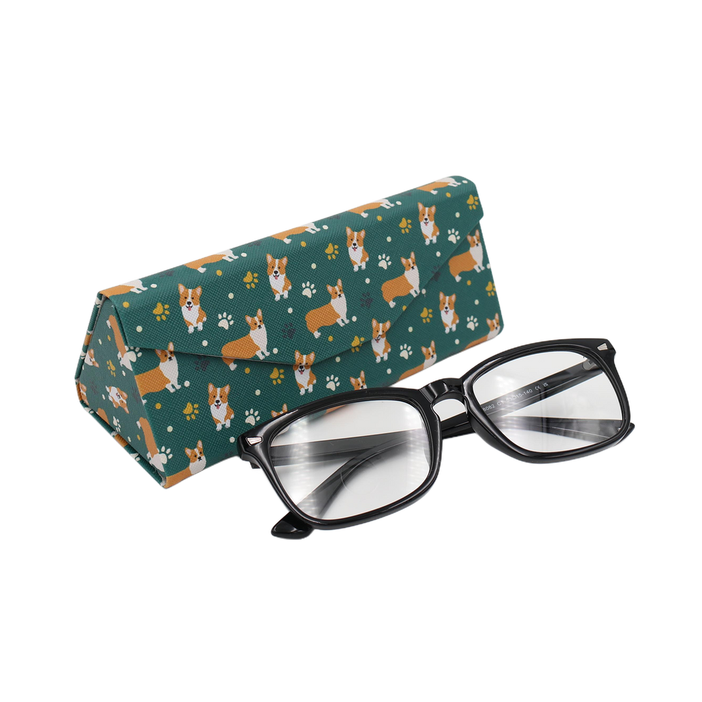 Welsh Corgi Print Vegan Leather Glasses Case