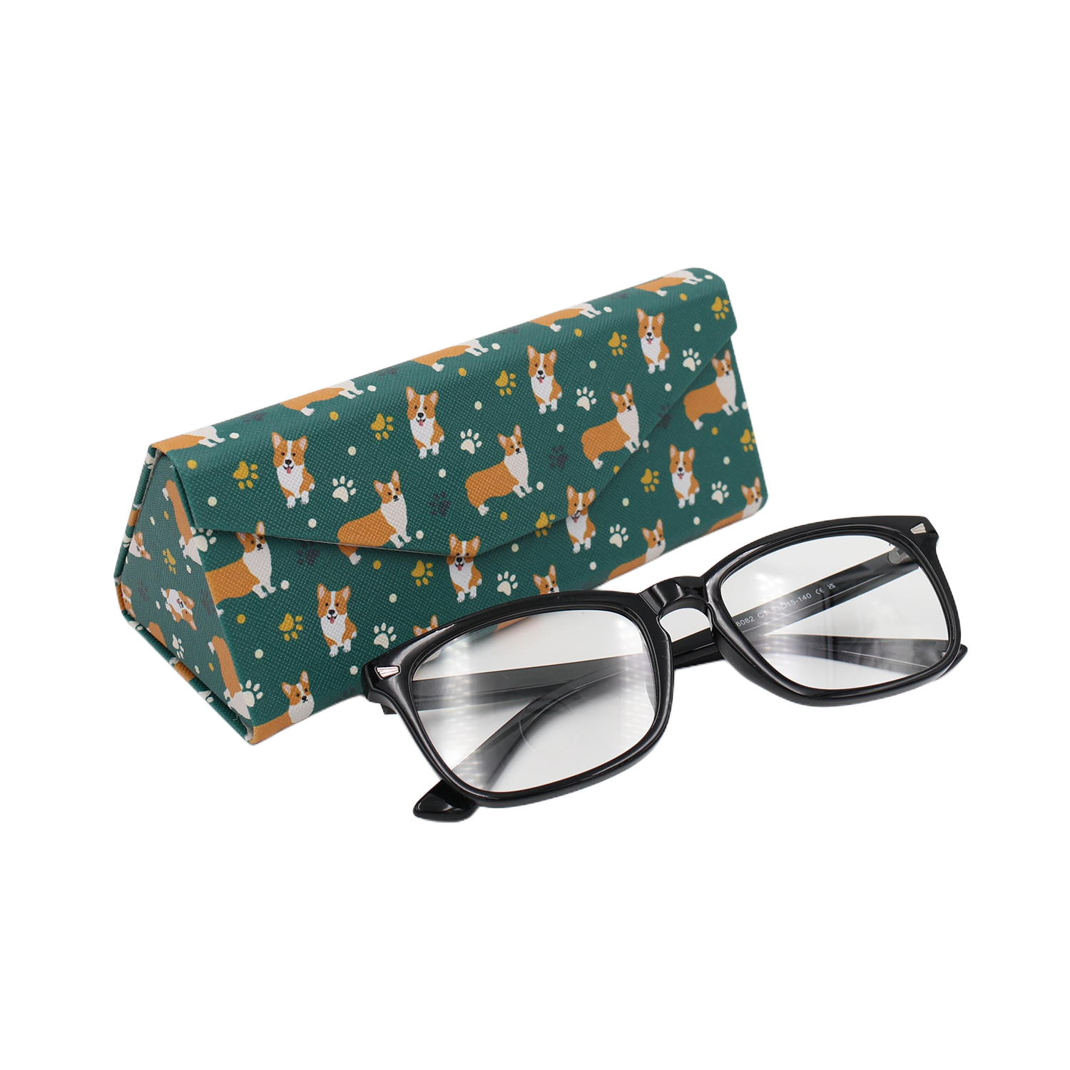 Welsh Corgi Print Vegan Leather Glasses Case