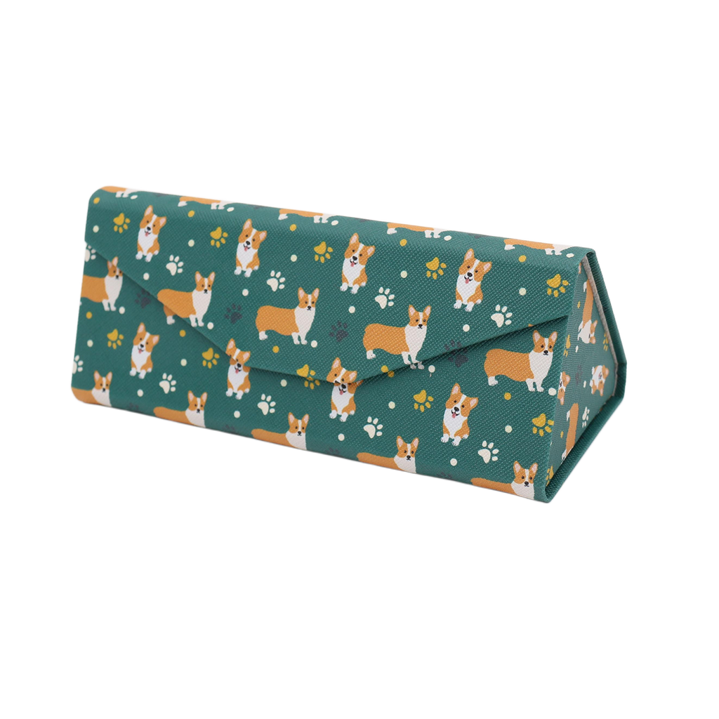 Welsh Corgi Print Vegan Leather Glasses Case