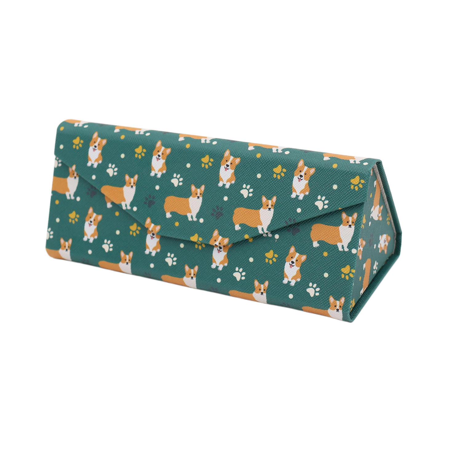 Welsh Corgi Print Vegan Leather Glasses Case