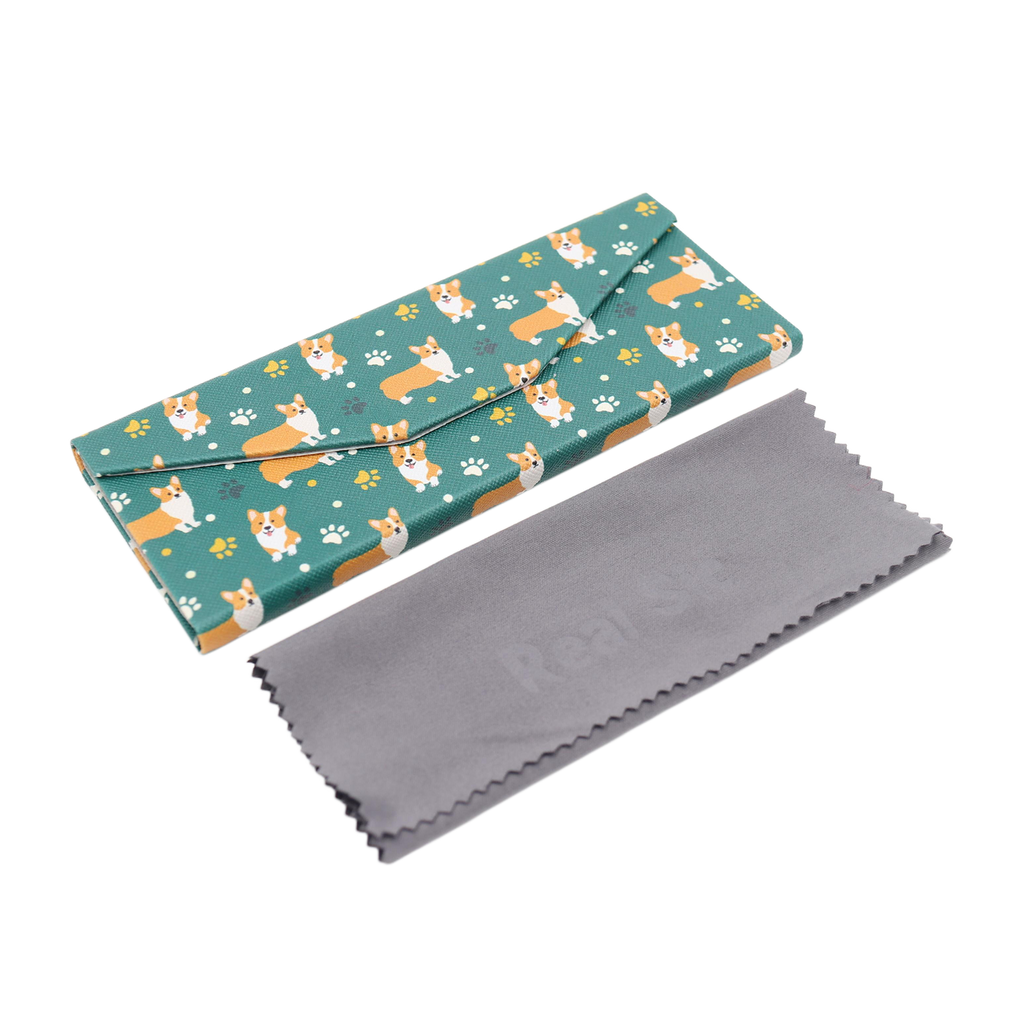 Welsh Corgi Print Vegan Leather Glasses Case