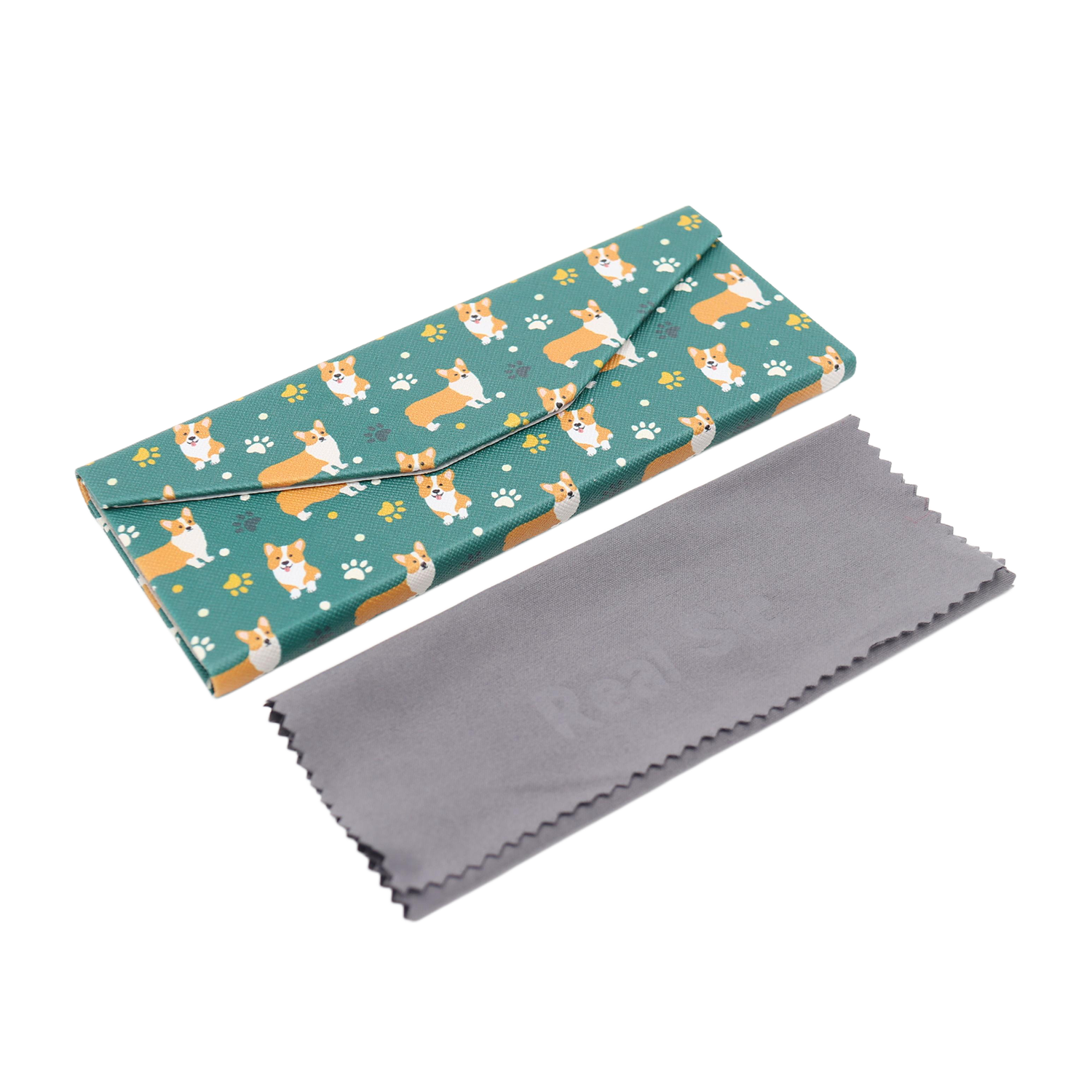 Welsh Corgi Print Vegan Leather Glasses Case