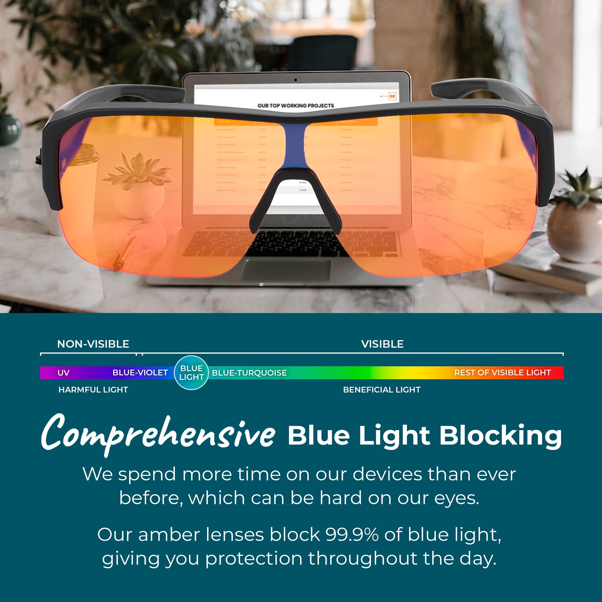 Black XXL fit over blue light blocking glasses from Blue Light Glasses by Sleep ZM, designed to reduce blue light exposure at night.