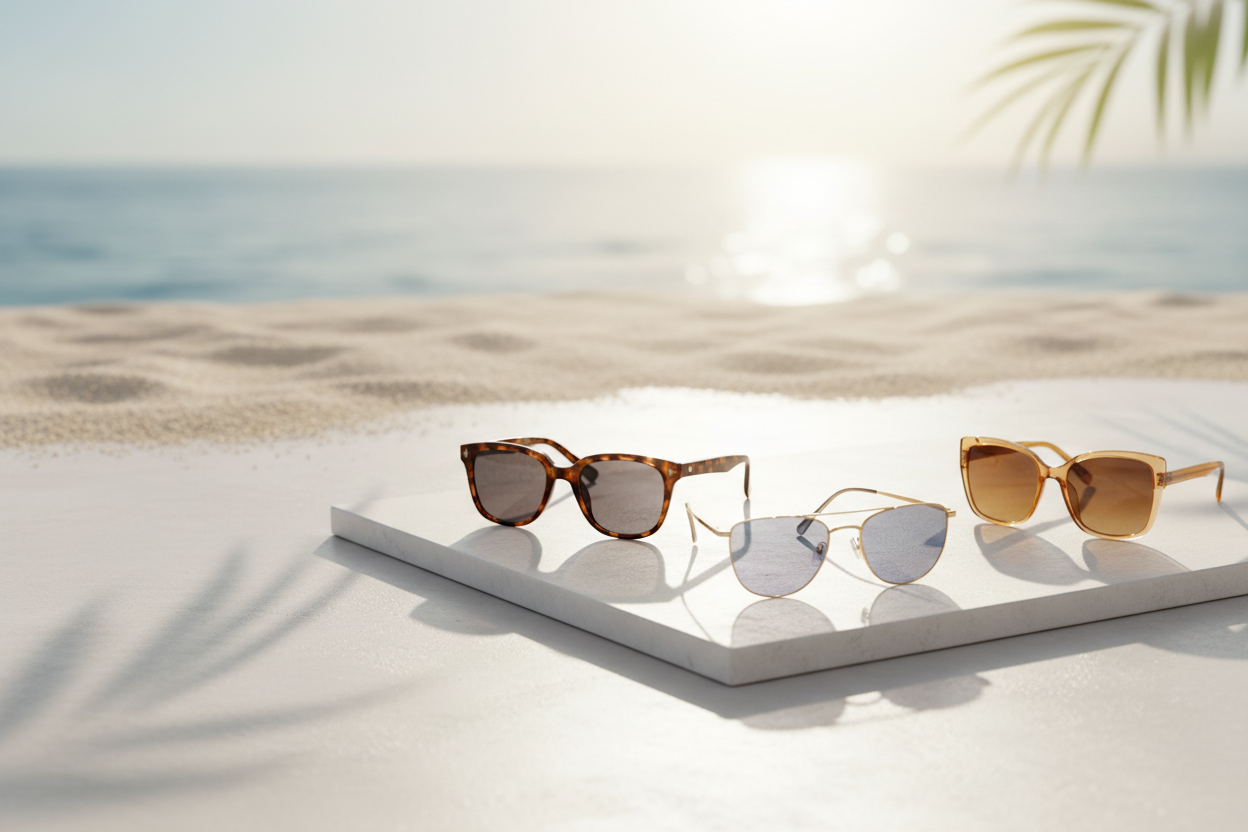 Man or woman wearing premium polarized sunglasses with 100% UV protection. Sunglasspatrol