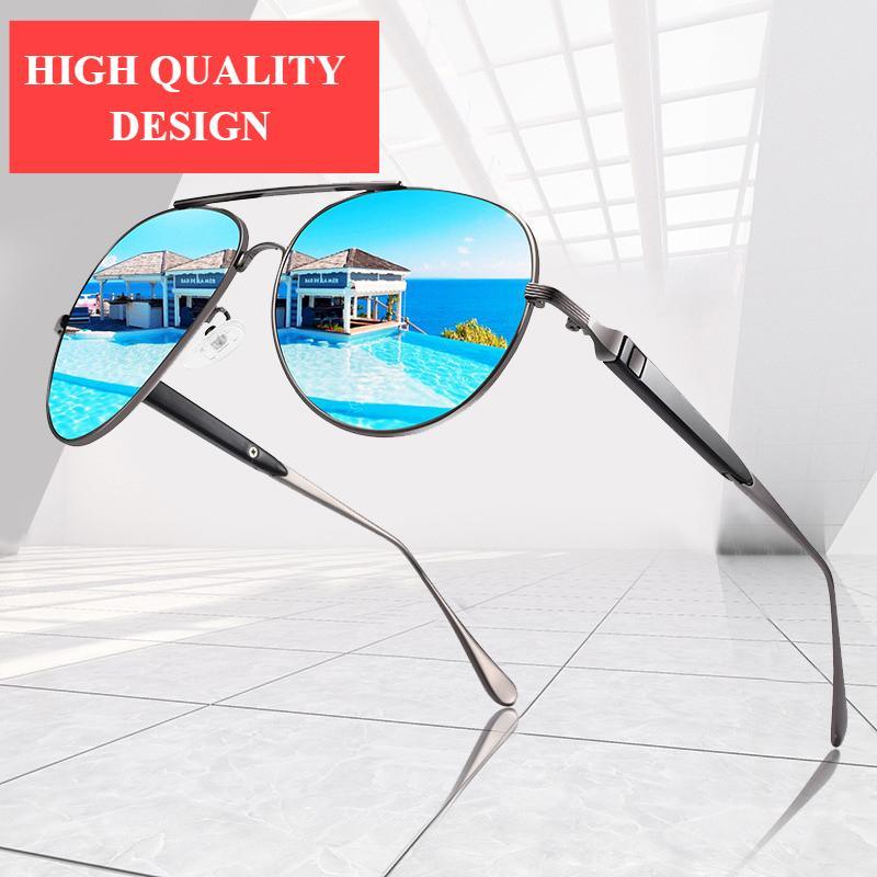 Stevvex luxury modern aviator sunglasses with polarized UV400 lenses, featuring a sleek metal frame and dark tinted lenses.