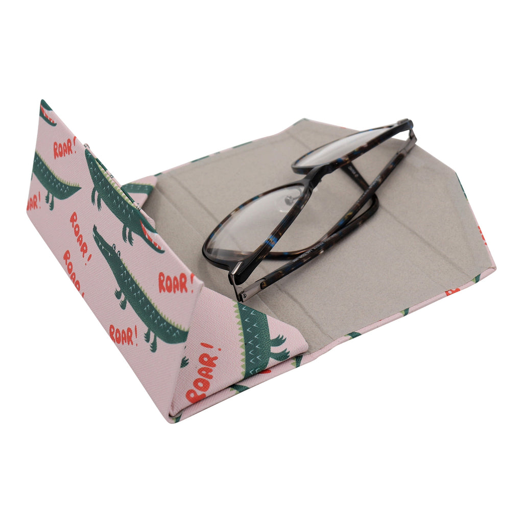 Crocodile Print Vegan Leather Glasses Case