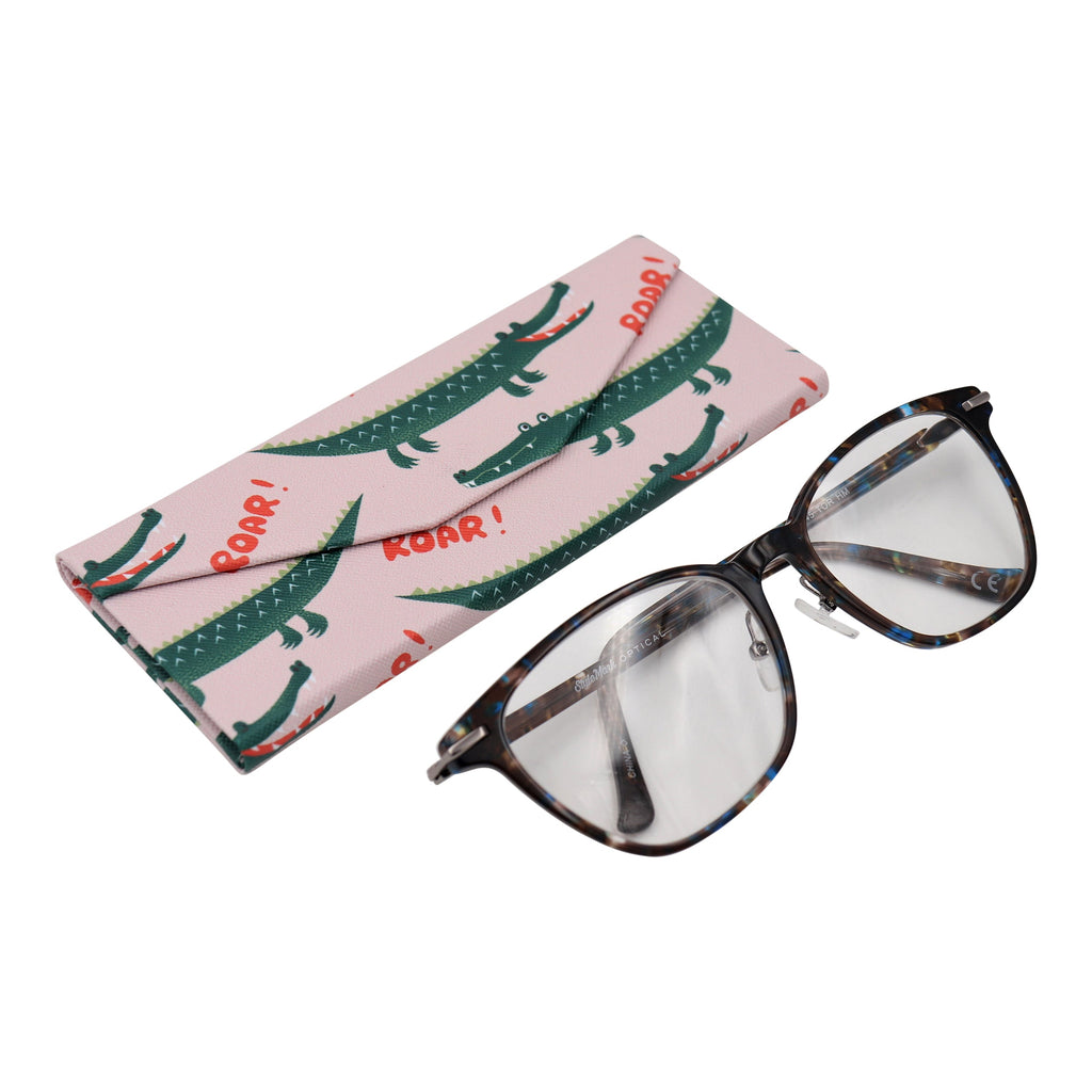 Crocodile Print Vegan Leather Glasses Case
