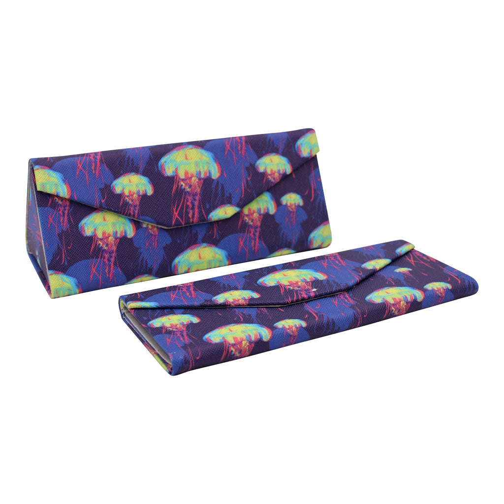 Jellyfish Print Vegan Leather Glasses Case