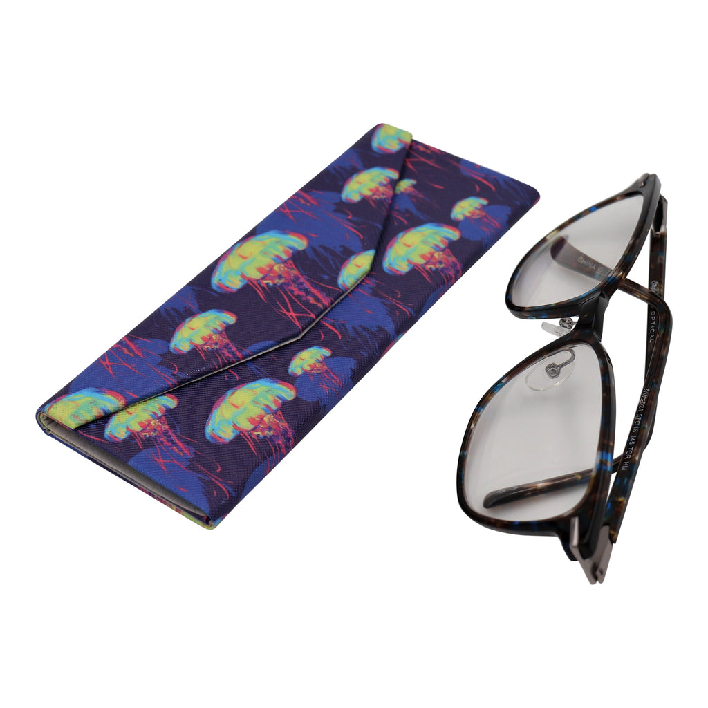 Jellyfish Print Vegan Leather Glasses Case