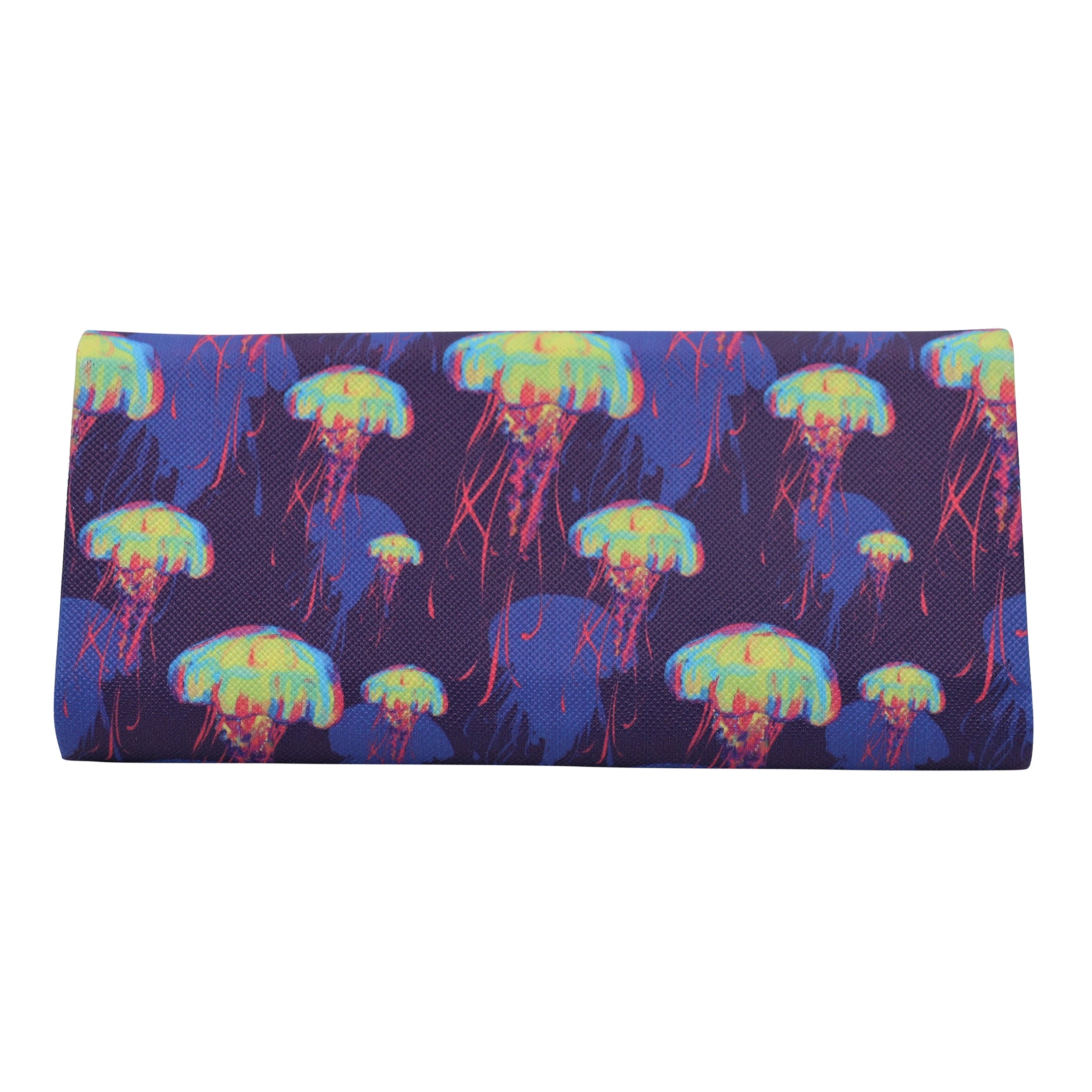 Jellyfish Print Vegan Leather Glasses Case