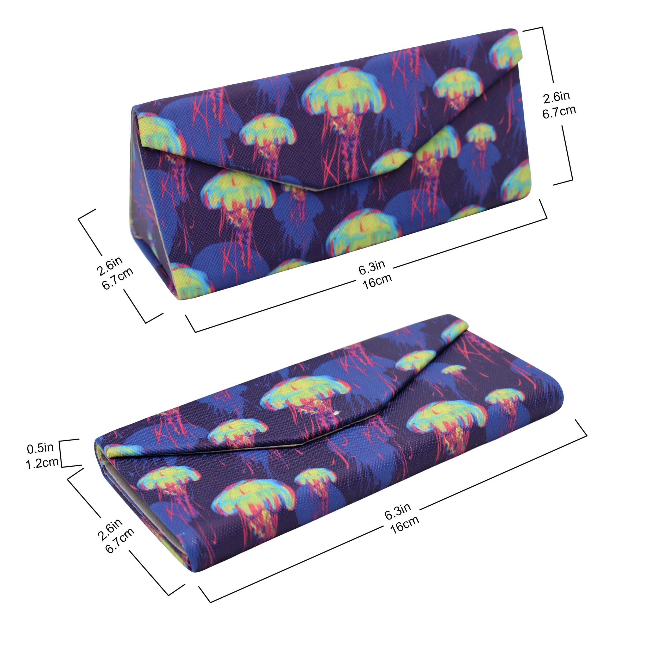 Jellyfish Print Vegan Leather Glasses Case