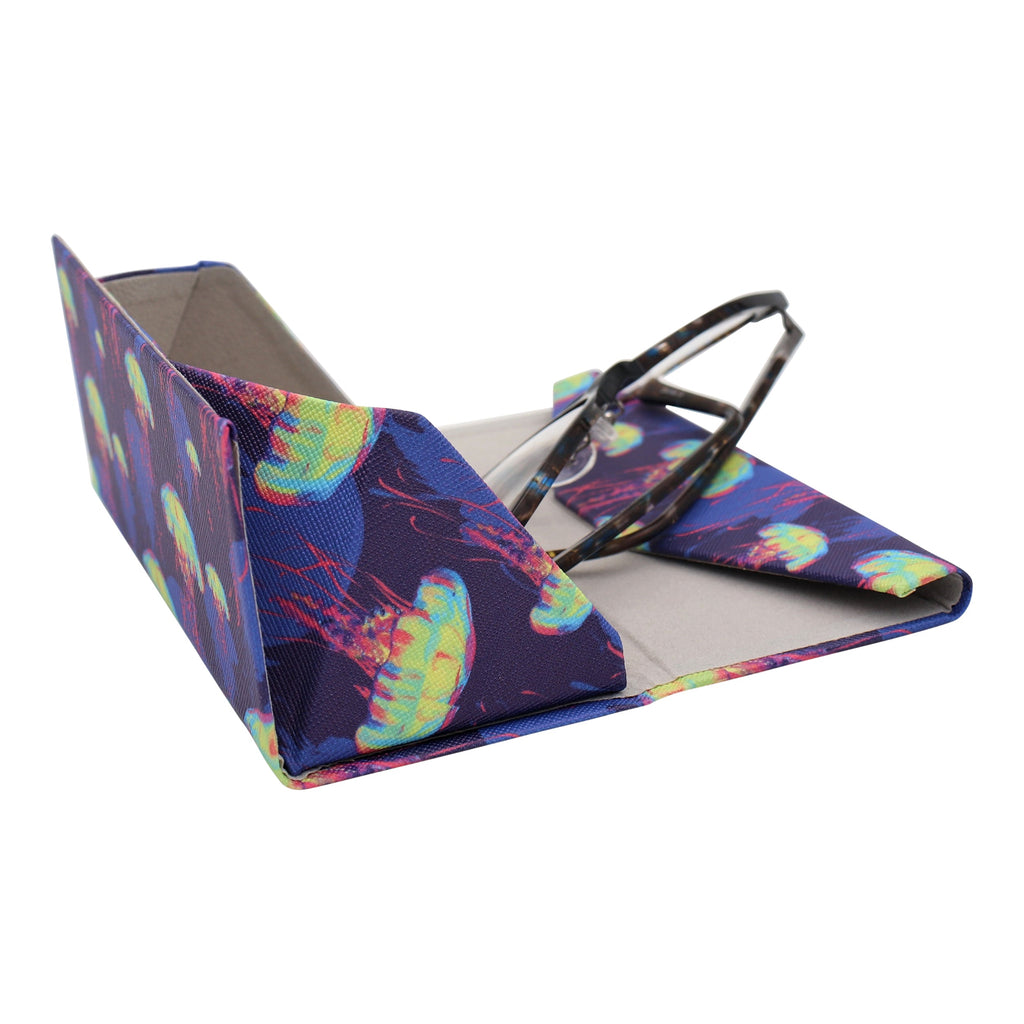 Jellyfish Print Vegan Leather Glasses Case