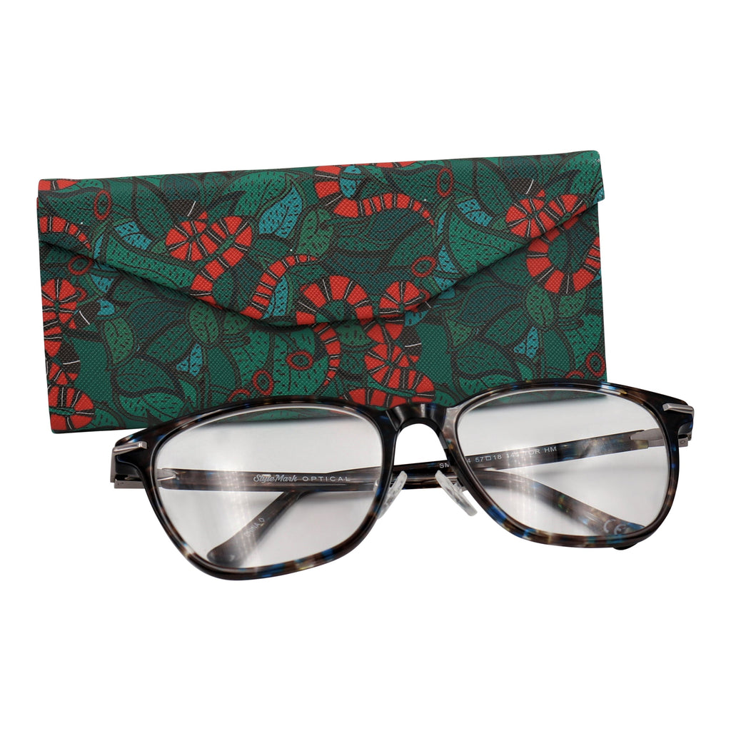 Snake Print Vegan Leather Glasses Case