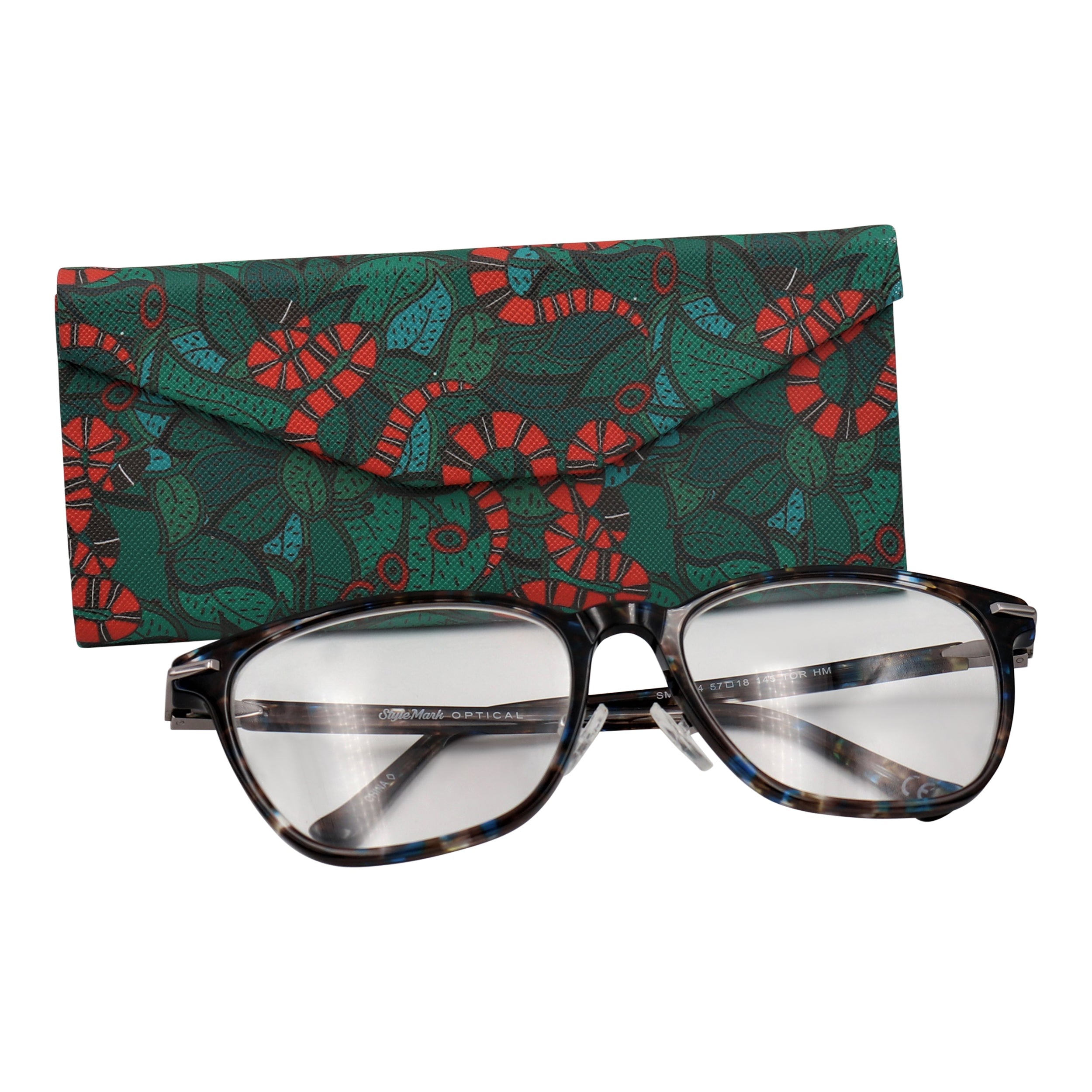 Snake Print Vegan Leather Glasses Case