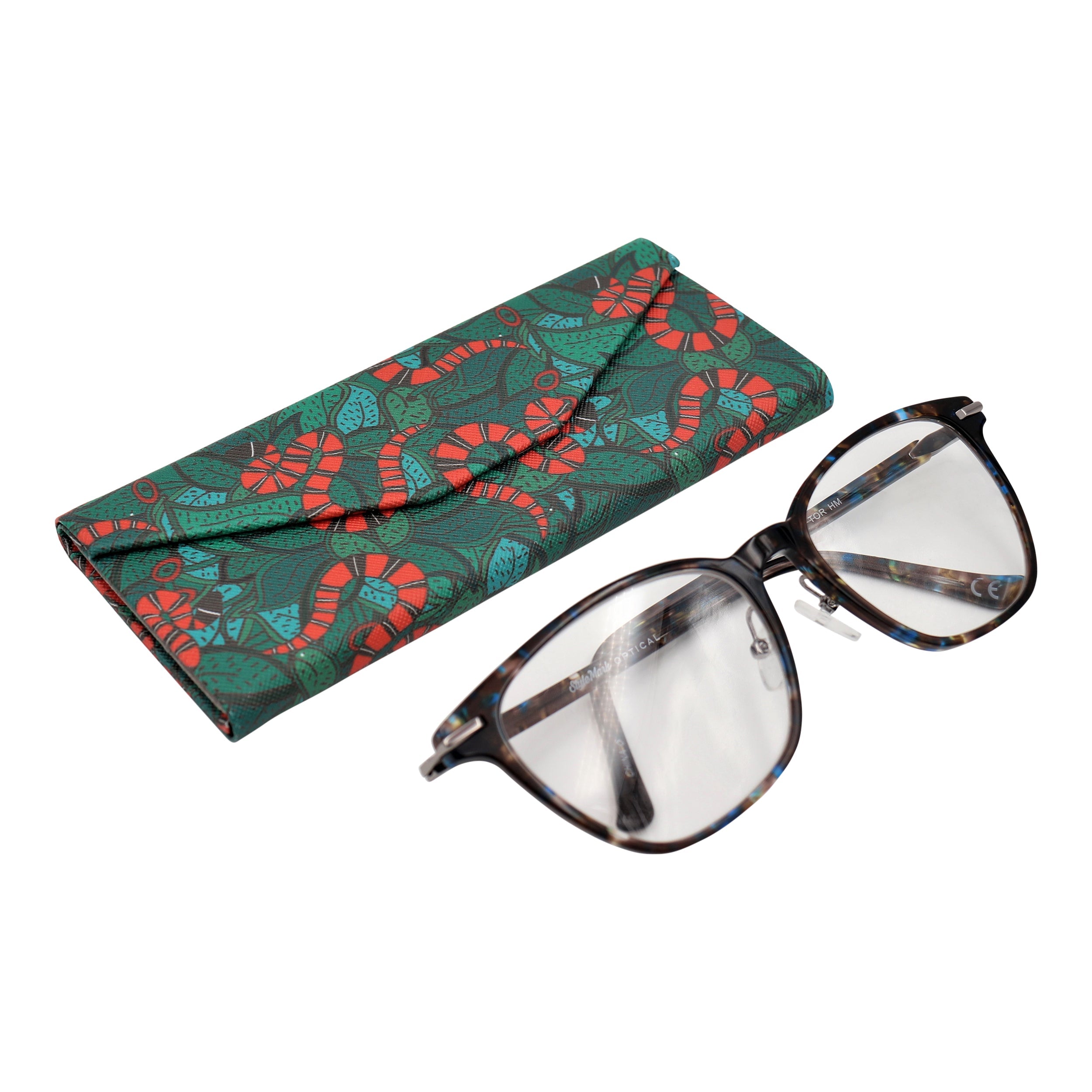 Snake Print Vegan Leather Glasses Case