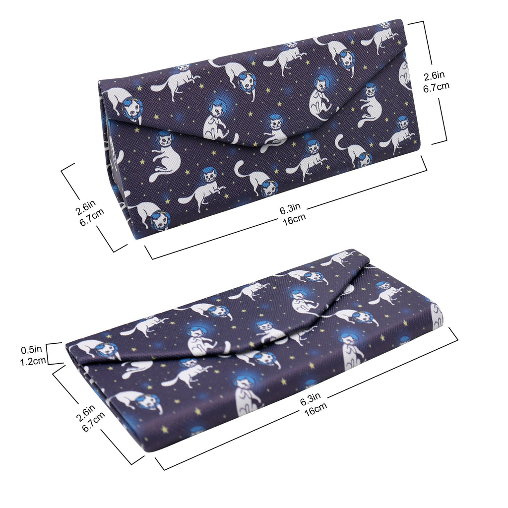 Space Cat Print Vegan Leather Glasses Case