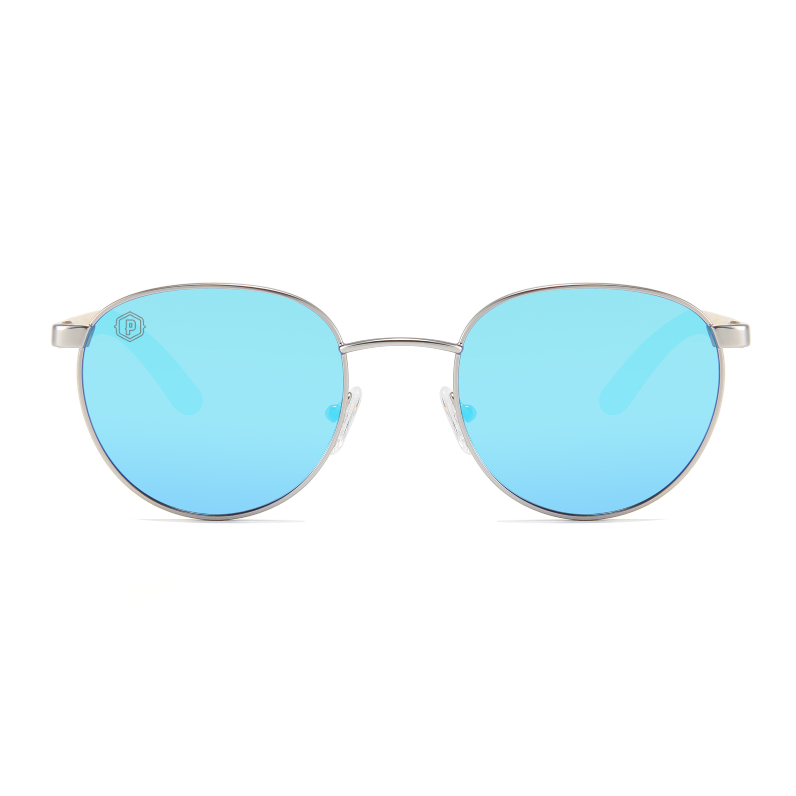 Handmade Papago Azule Onofres sunglasses with recycled wooden frames, featuring a sleek front view and natural wood grain details.