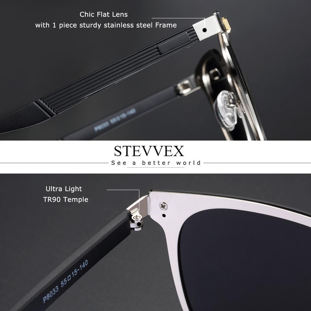 Stevvex polarized square unisex sunglasses with UV400 Plutonite lenses, black frame and dark tinted lenses for sun protection.