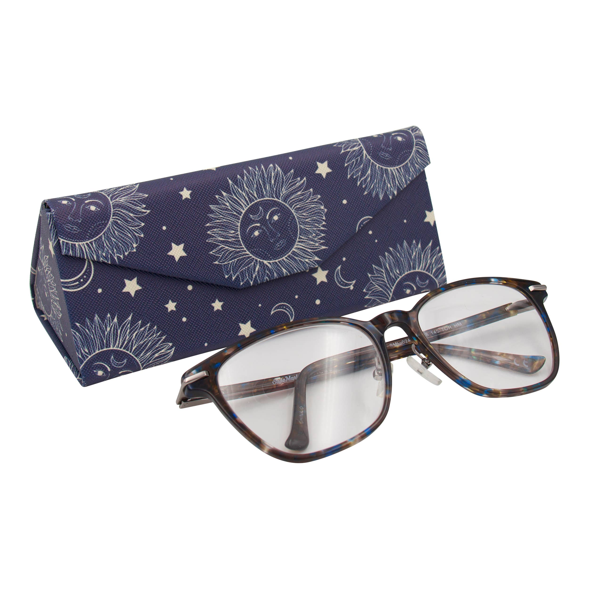 Sun Moon & Stars Print Vegan Leather Glasses Case