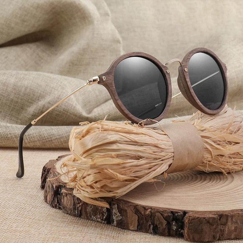 Modern Ultralight Unisex Polarized Wooden Sunglasses by Stevvex, featuring a sleek wooden frame and tinted polarized lenses.