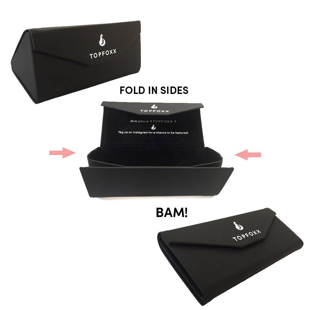 TopFoxx Black Foldable Sunglasses Case — Matte Finish, Velvet Interior