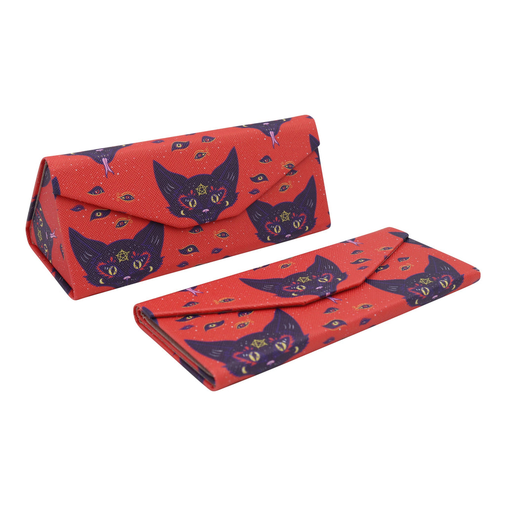 Baphomet Cat Print Vegan Leather Glasses Case