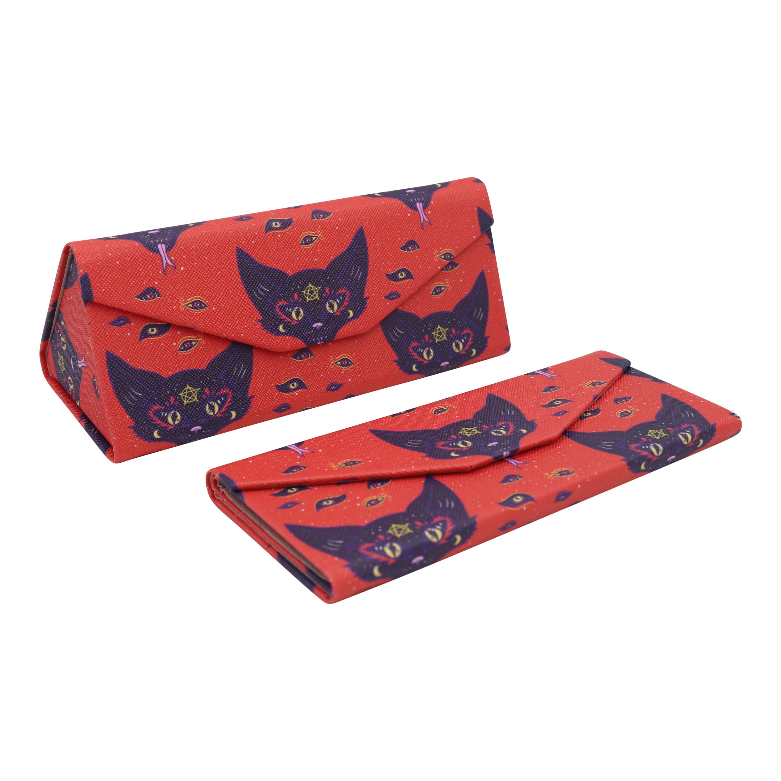Baphomet Cat Print Vegan Leather Glasses Case