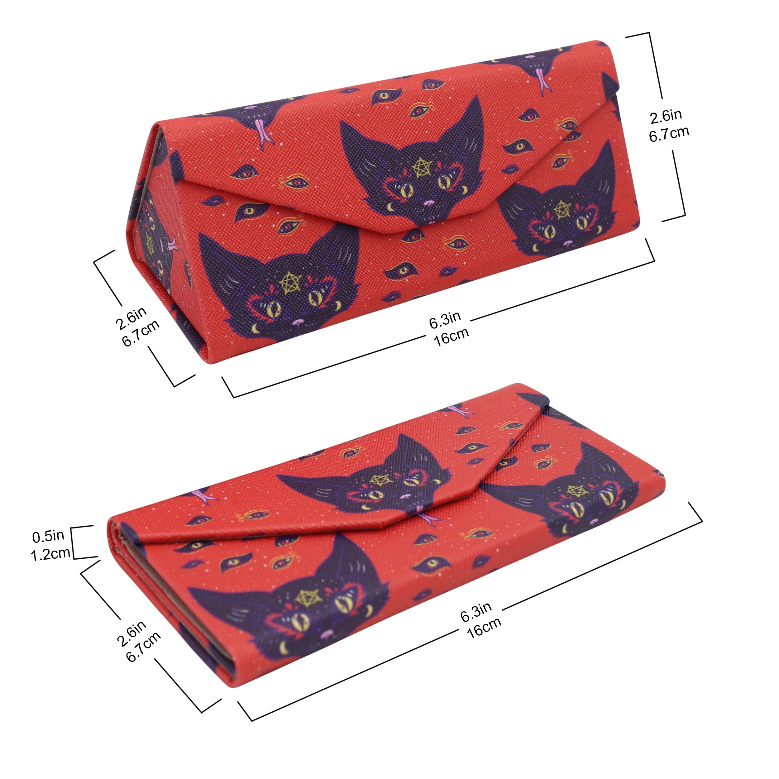 Baphomet Cat Print Vegan Leather Glasses Case