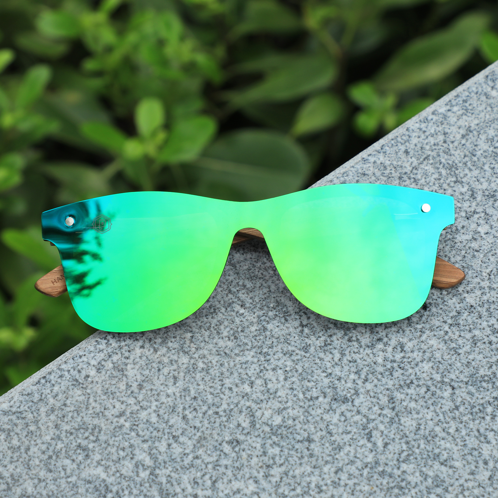Papago Cerulean Ventures handmade recycled wooden sunglasses with ledge and bush design, stylish eco-friendly eyewear.