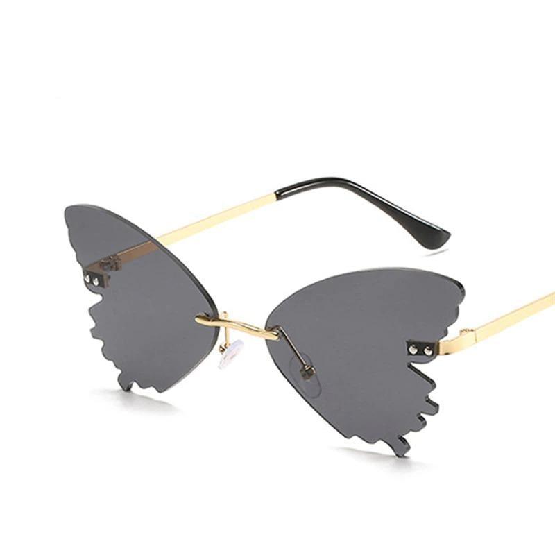 Stevvex Oversized Butterfly Rimless Sunglasses – UV400 Women