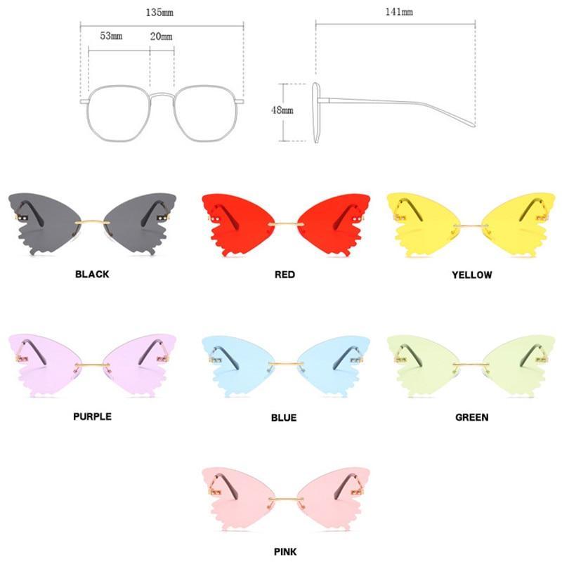Stevvex Oversized Butterfly Rimless Sunglasses – UV400 Women
