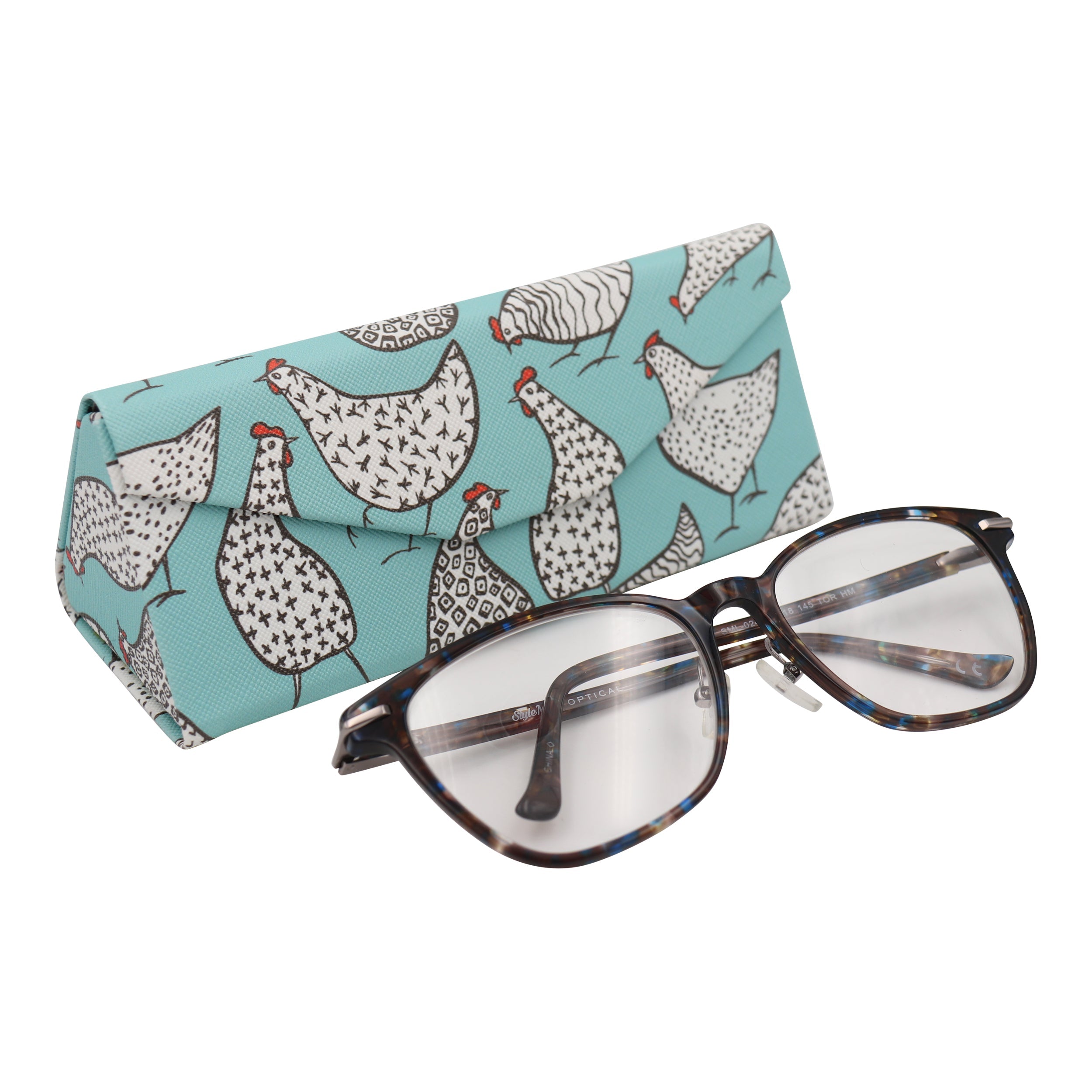 Chicken Print Vegan Leather Glasses Case