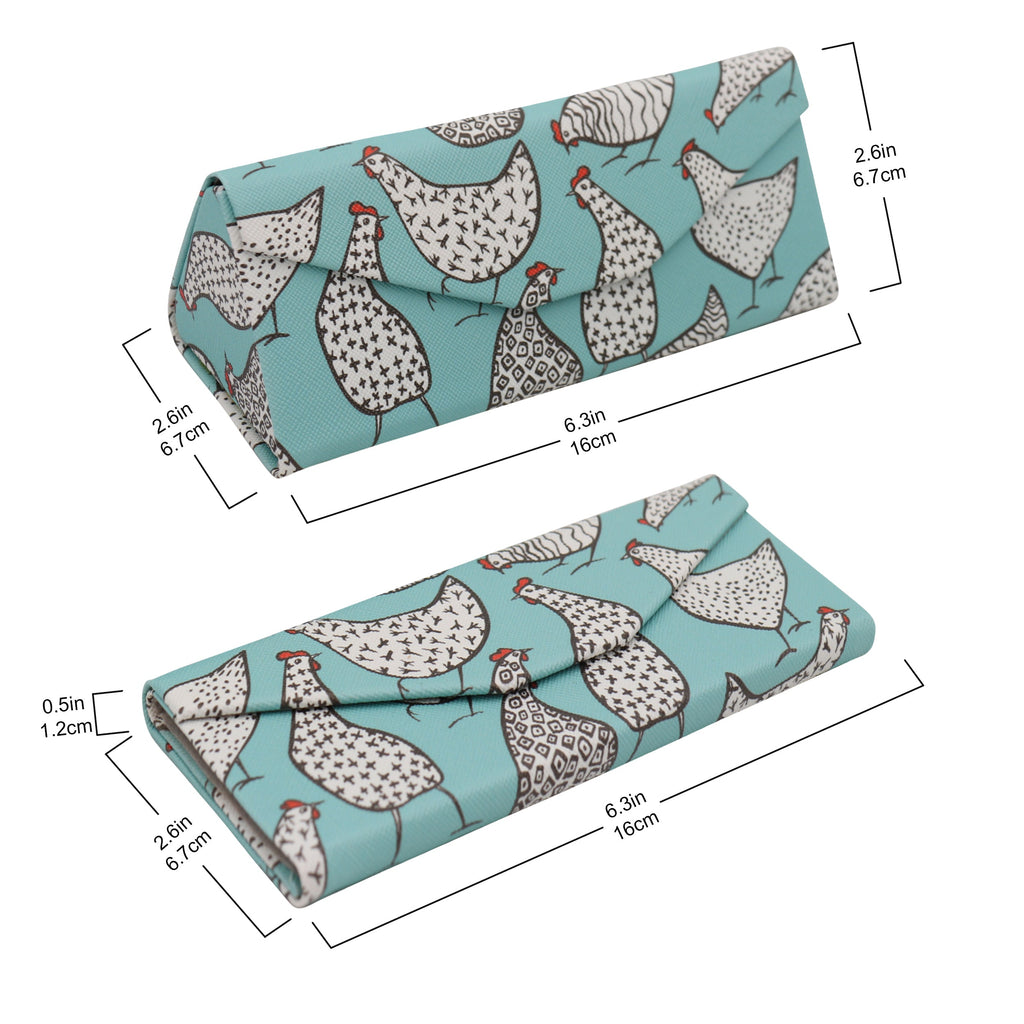Chicken Print Vegan Leather Glasses Case