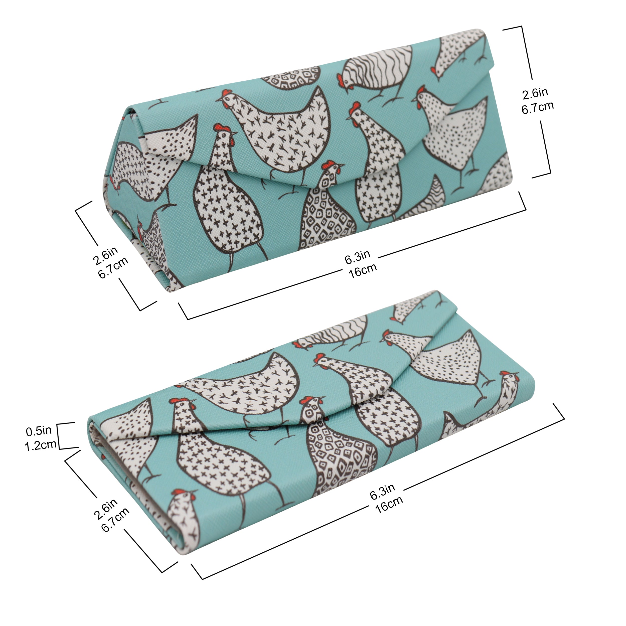 Chicken Print Vegan Leather Glasses Case