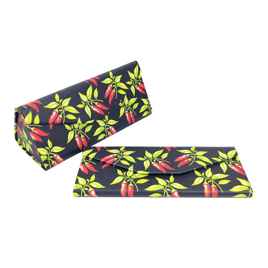 Chili Peppers Print Vegan Leather Glasses Case
