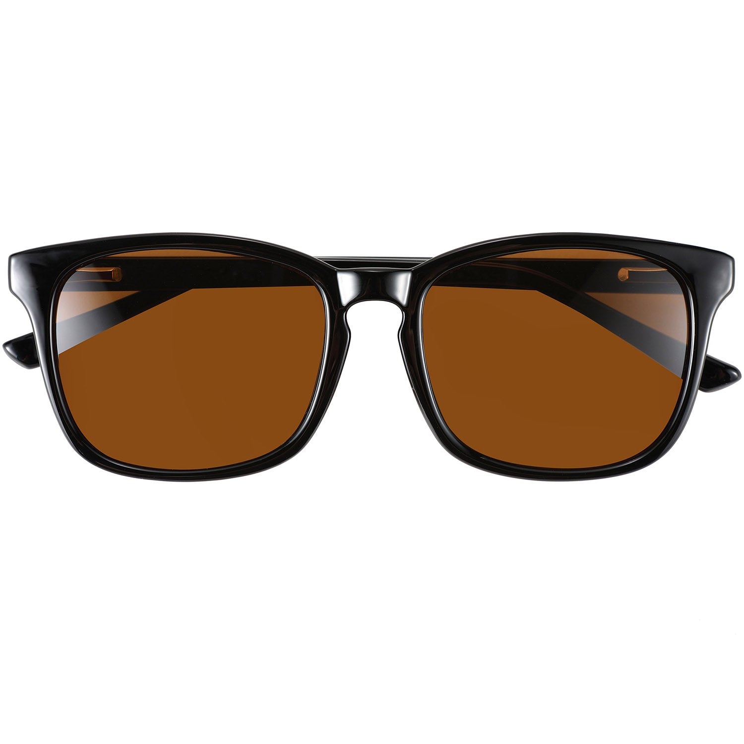 Brown wayfarer blue light blocking glasses by Sleep ZM with black frames and blue light protection, shown from a front view.