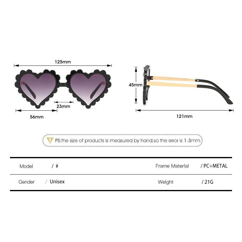 Kids' Heart-Shaped Sunglasses by Stevvex, featuring cute oversized frames with floral design, block 90% of UVB and UVA rays.