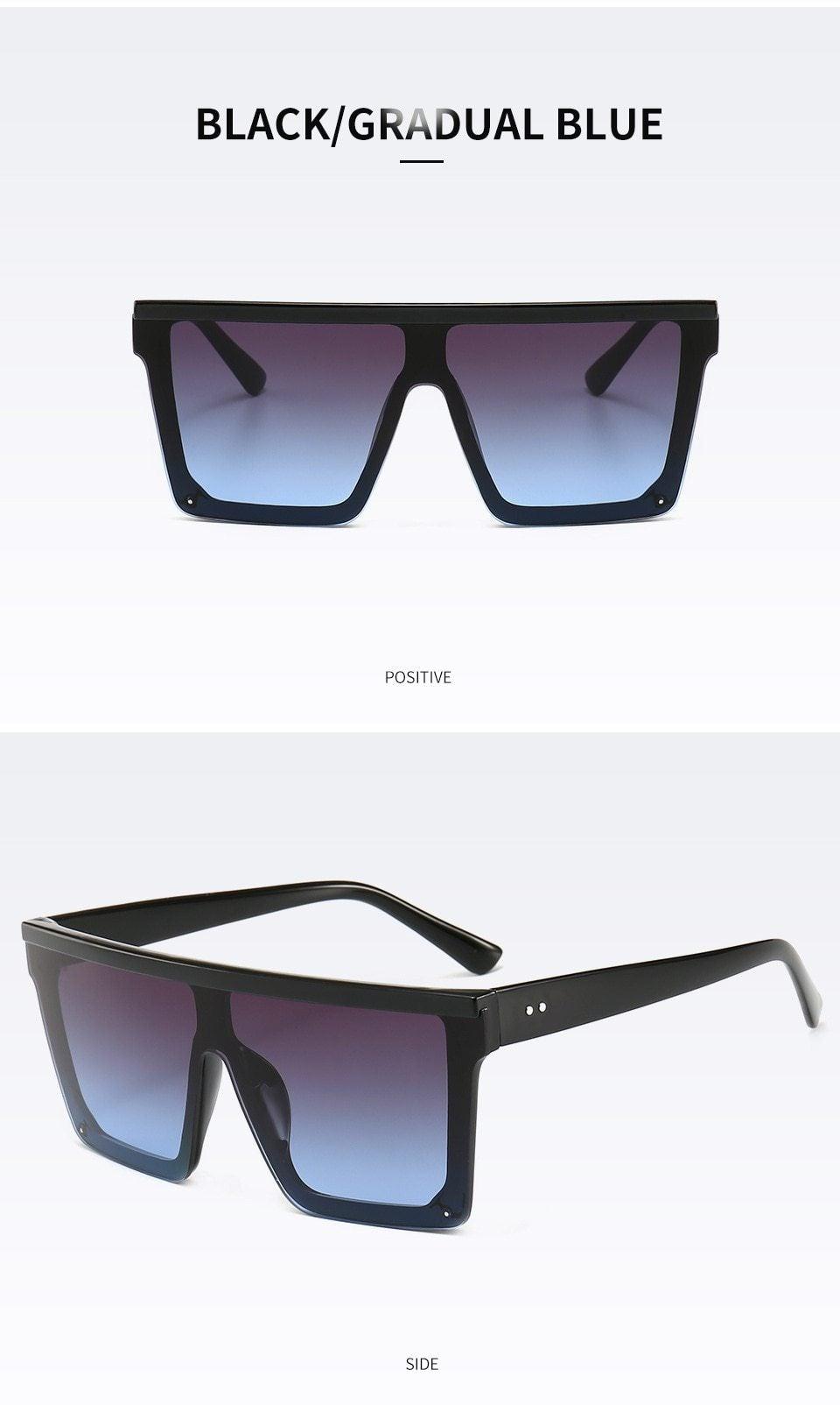 Stevvex Oversized Flat Top Square Mirror Sunglasses – UV400 8 Colors