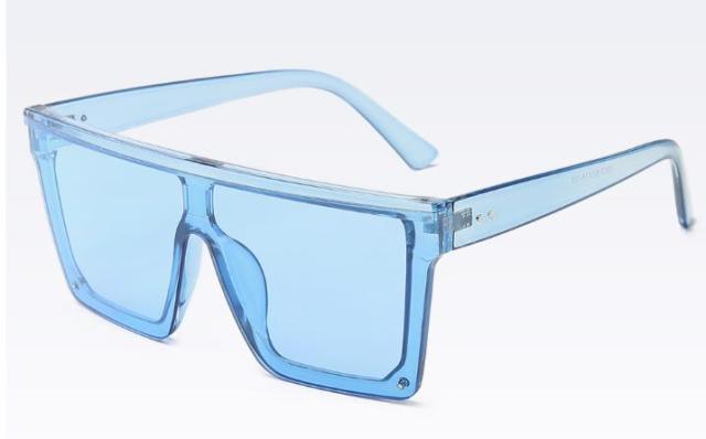 Stevvex Oversized Flat Top Square Mirror Sunglasses – UV400 8 Colors