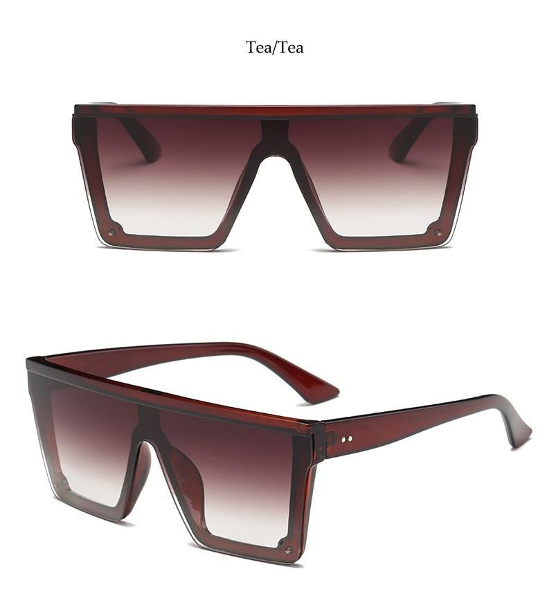 Stevvex Oversized Flat Top Square Mirror Sunglasses – UV400 8 Colors