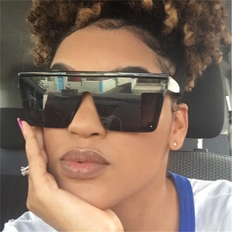 Stevvex Oversized Flat Top Square Mirror Sunglasses – UV400 8 Colors