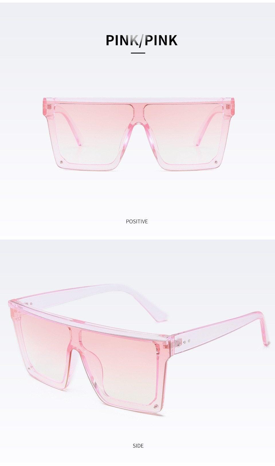 Stevvex Oversized Flat Top Square Mirror Sunglasses – UV400 8 Colors