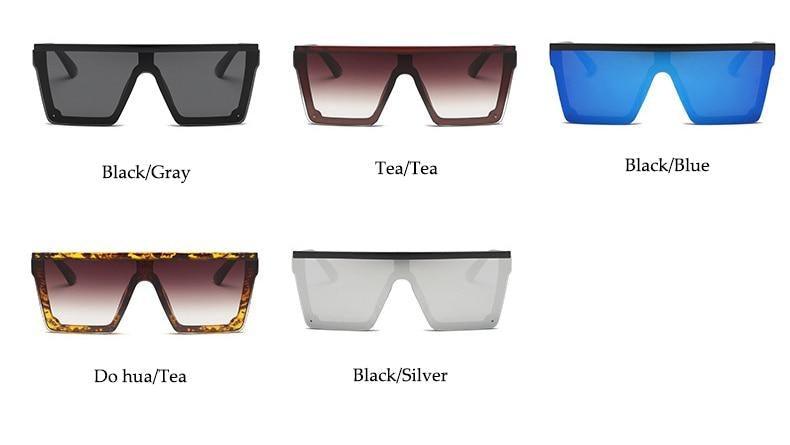 Stevvex Oversized Flat Top Square Mirror Sunglasses – UV400 8 Colors